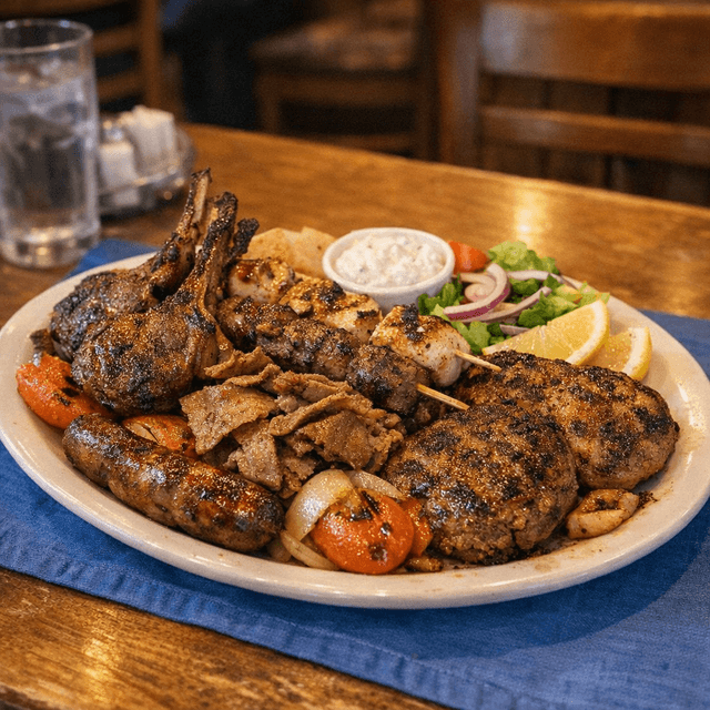 The Famous Family Style Big Daphis Combination Grilled Platter!