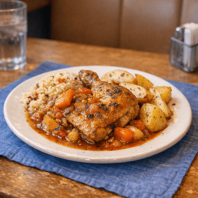 Thursday Greek Oven Roasted Chicken Stew